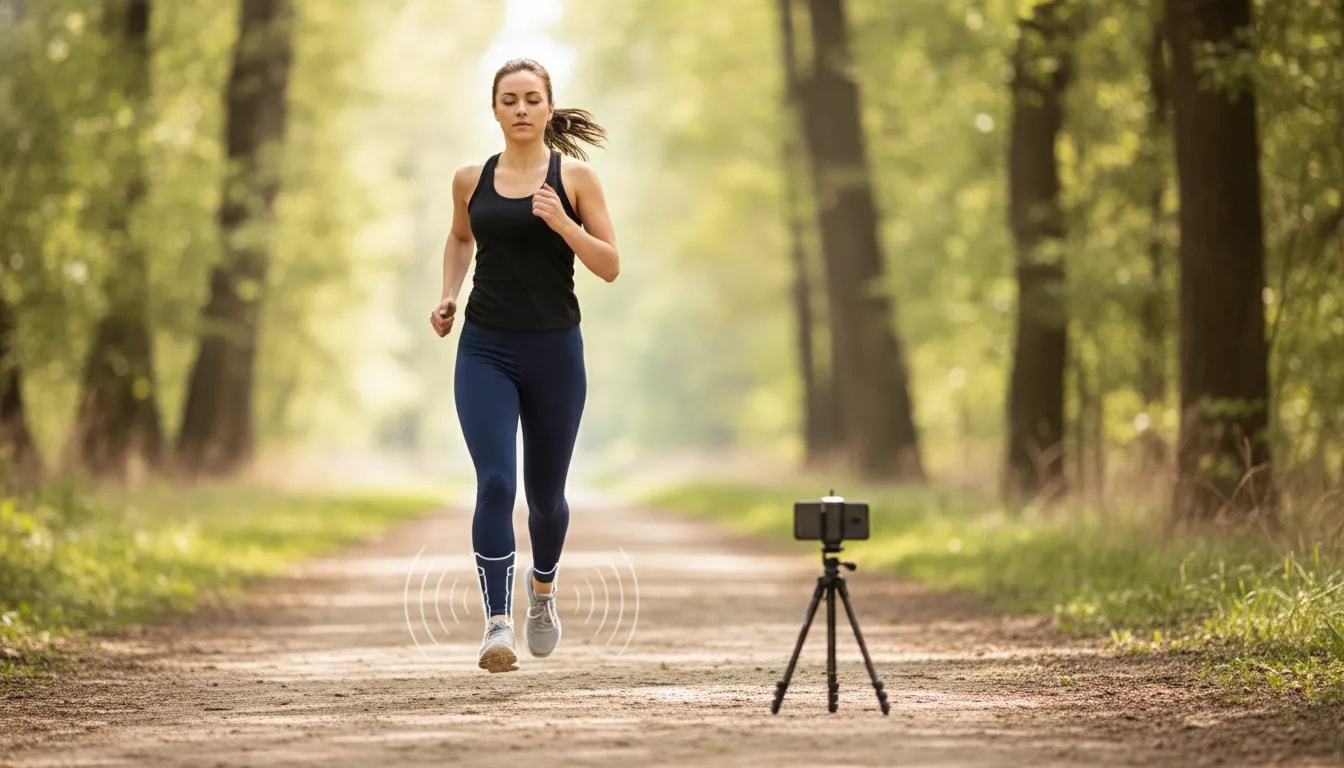 Runner listening to footfalls to assess running form for loud, slappy, or uneven steps