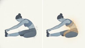 Illustration showing temporary relief from stretching tight muscles and how stability or protection signals can make the tightness return